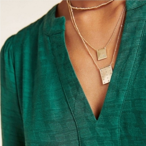 MAEVE ANTHROPOLOGIE Emerald Amber Tiered Tunic Popover Mini Dress Size Medium M - Picture 2 of 8